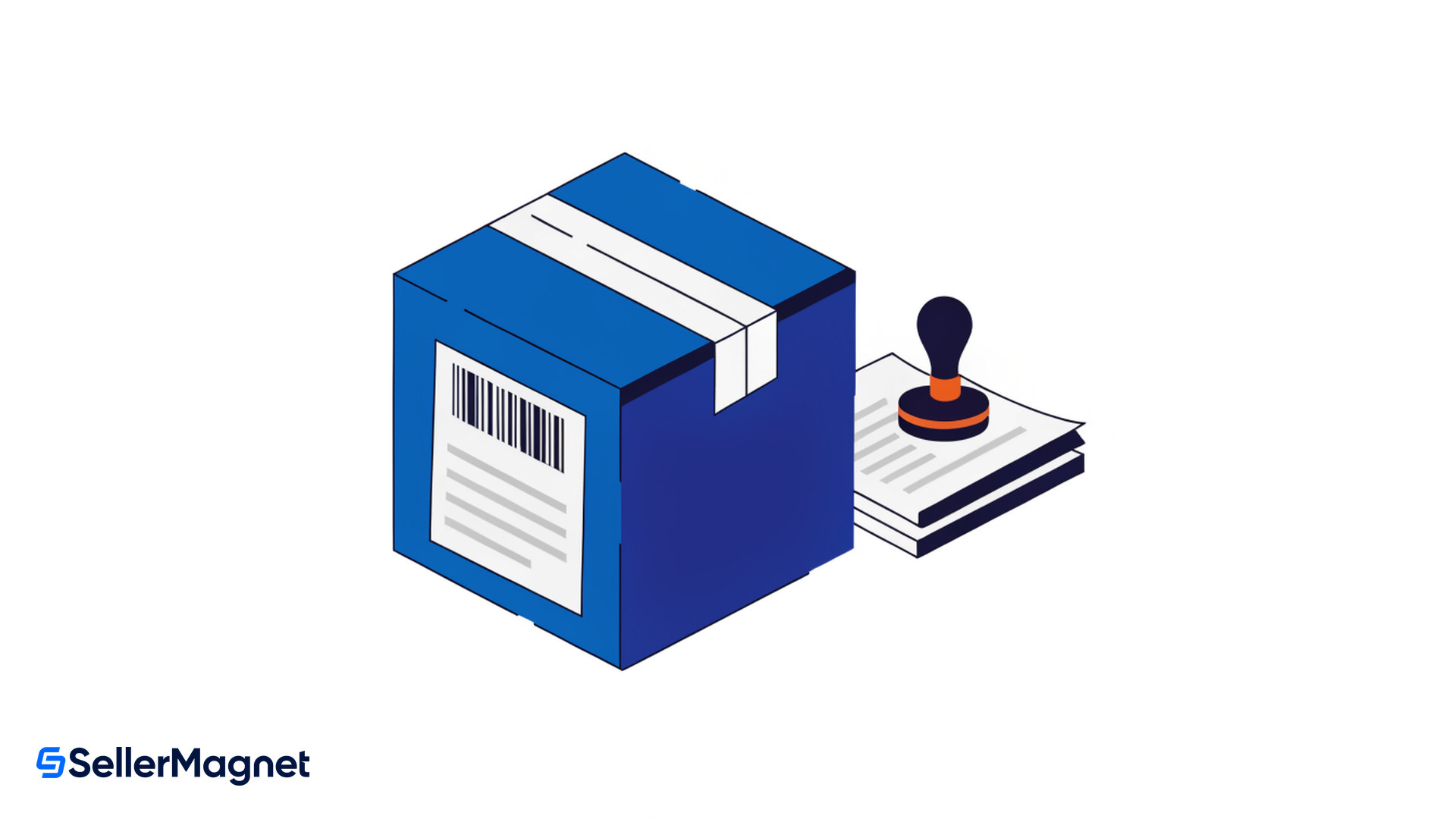parcel with customs documentation and a stamp